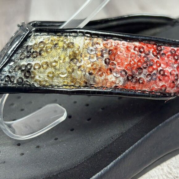 Volatile Y2K Women's Platform Sandal Flip Flop Thong Sequin Slip On Black Size 8 - Picture 15 of 16